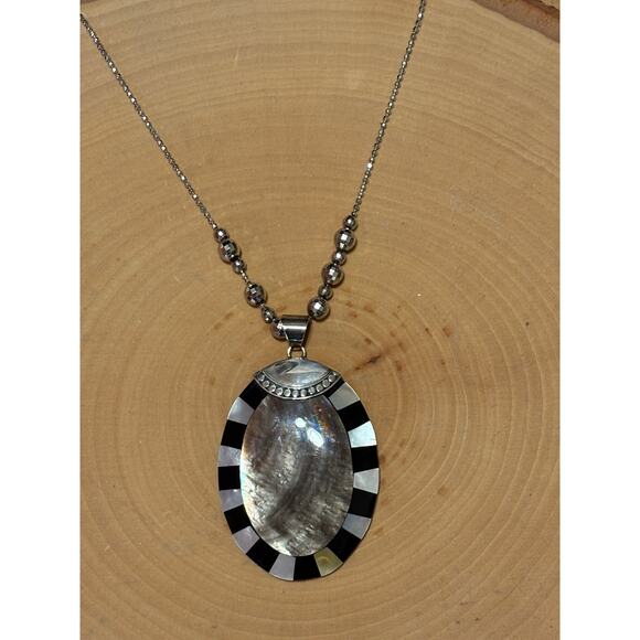 Sterling Silver Abalone Pendant on Sterling Silver 16” Chain - Picture 2 of 8